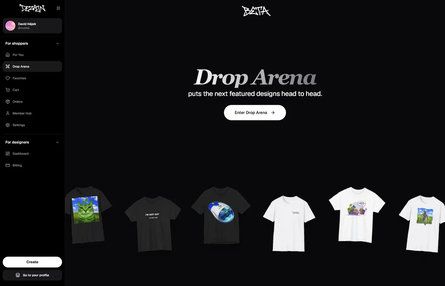 The Dezajn Drop Arena introduction screen