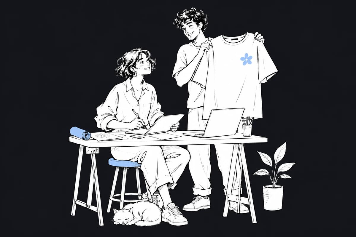 Two designers bringing a clothing idea to life together