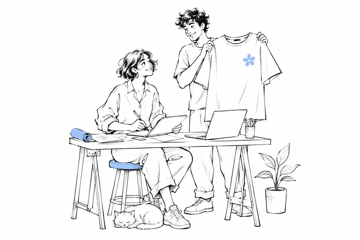 Two designers bringing a clothing idea to life together